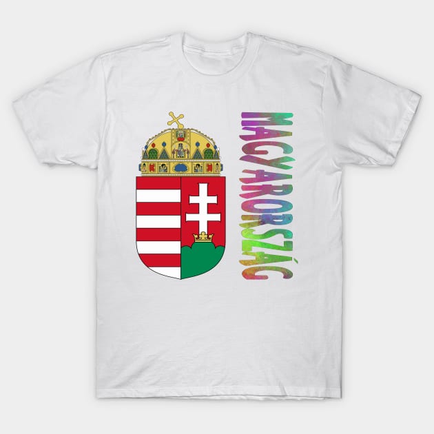 Hungary (in Hungarian) Coat of Arms Design T-Shirt by Naves